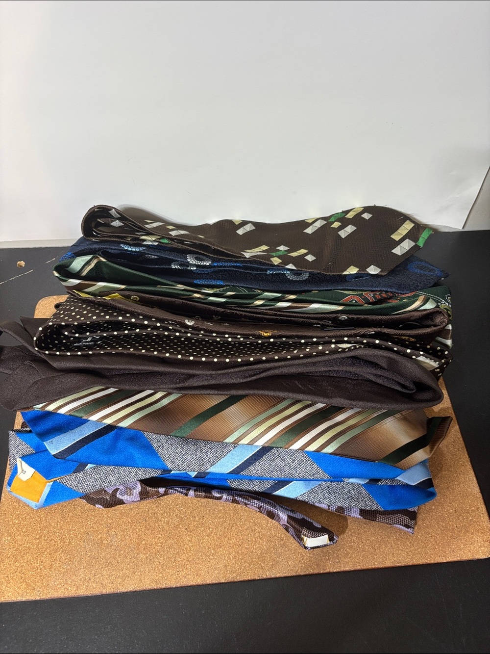 Vintage Assorted Men's Necktie Set - Blue, Brown, Green, Black 12